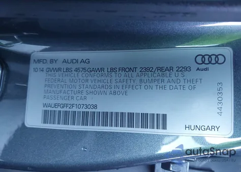 2015 Audi A3 2.0T Premium из США, поврежденный, VIN WAUEFGFF2F1073038